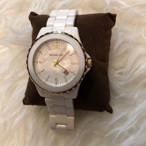 MICHAEL KORS White Acrylic & Gold Ladies Watch
